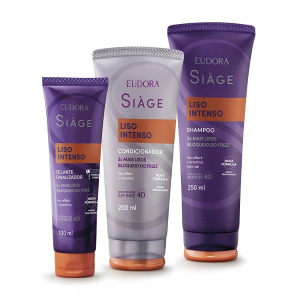 Combo Siàge Liso Intenso: Shampoo 250ml + Condicionador 200ml + Leave-in Capilar 100ml