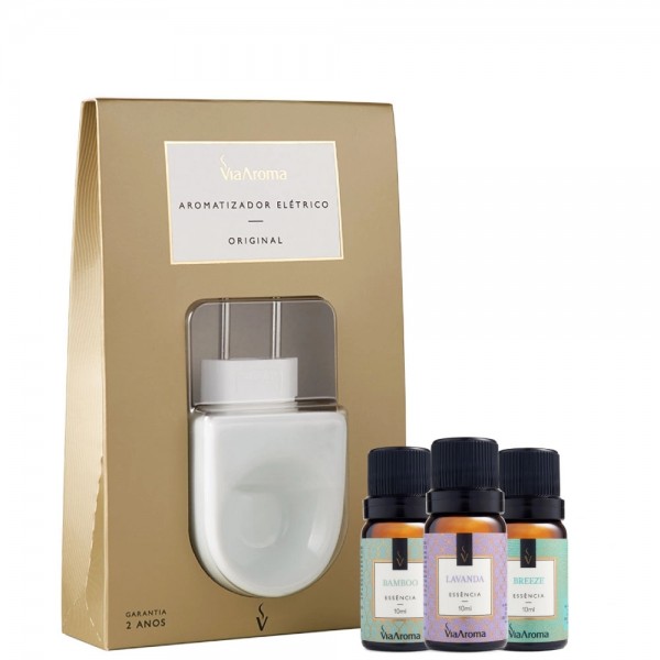 Kit Aromatizador Elétrico Original + 3 Essências (Bamboo, Breeze, Lavanda)