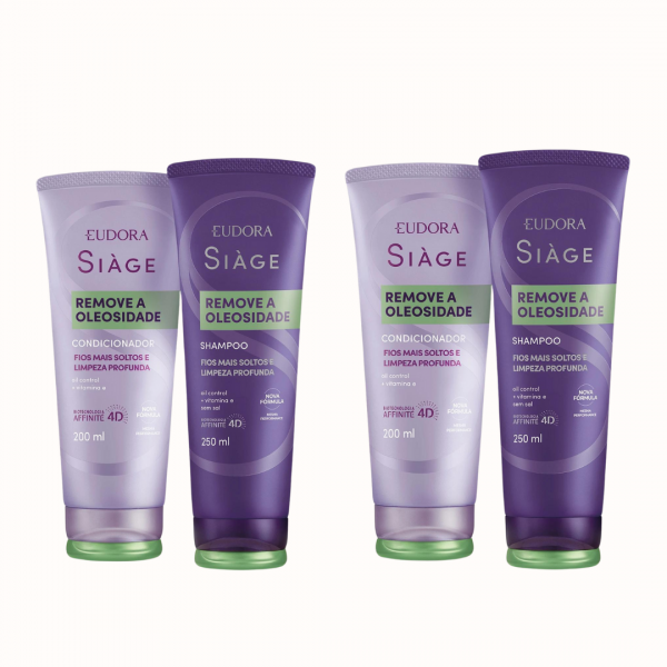 Combo 4, Siàge Remove a Oleosidade: 2 Shampoo 250ml + 2 Condicionador 200m (4produtos)