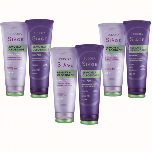Combo (6)  Siàge Remove a Oleosidade: 3 Shampoo 250ml + 3 Condicionador 200ml