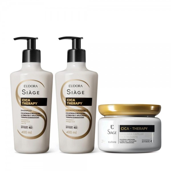 Combo Cica-Therapy: Shampoo 400ml + Condicionador 400ml + Máscara Capilar 250g