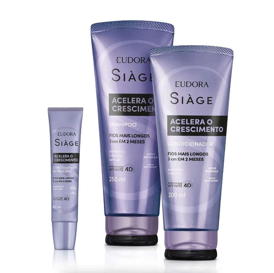 Combo Siàge Acelera o Crescimento: Shampoo 250ml + Condicionador 200ml + Tônico 65ml
