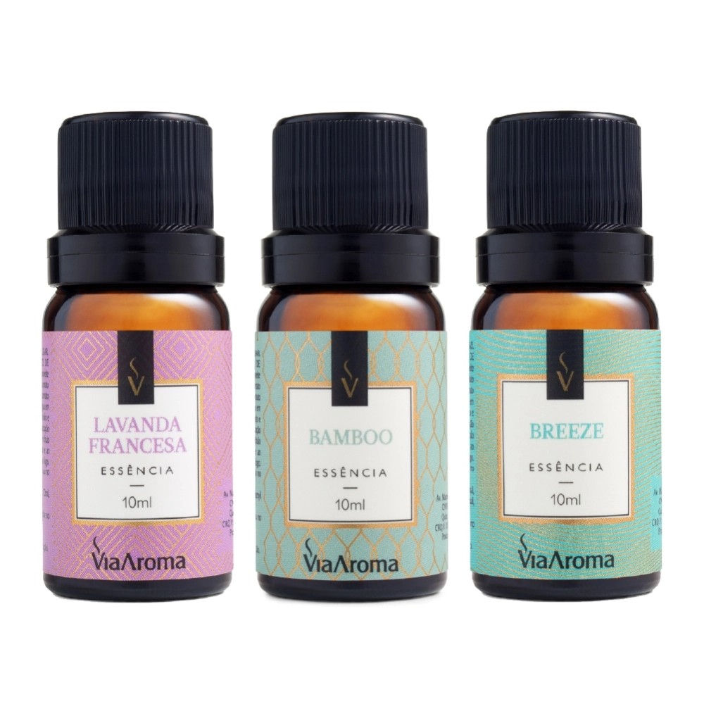 Kit 3 Essências Via Aroma - Bamboo Lavanda Francesa Breeze