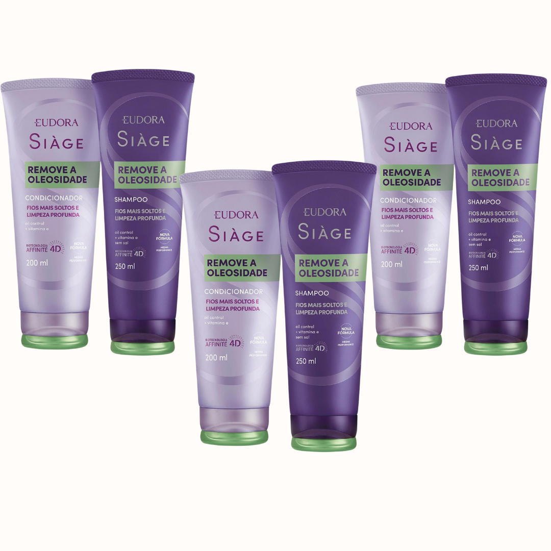 Combo (6)  Siàge Remove a Oleosidade: 3 Shampoo 250ml + 3 Condicionador 200ml